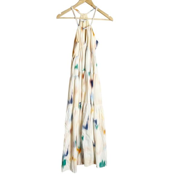 Joie Marcy Cream Tie Dye Printed Keyhole Sleeveless Halter Midi Dress Size XS - Picture 5 of 15
